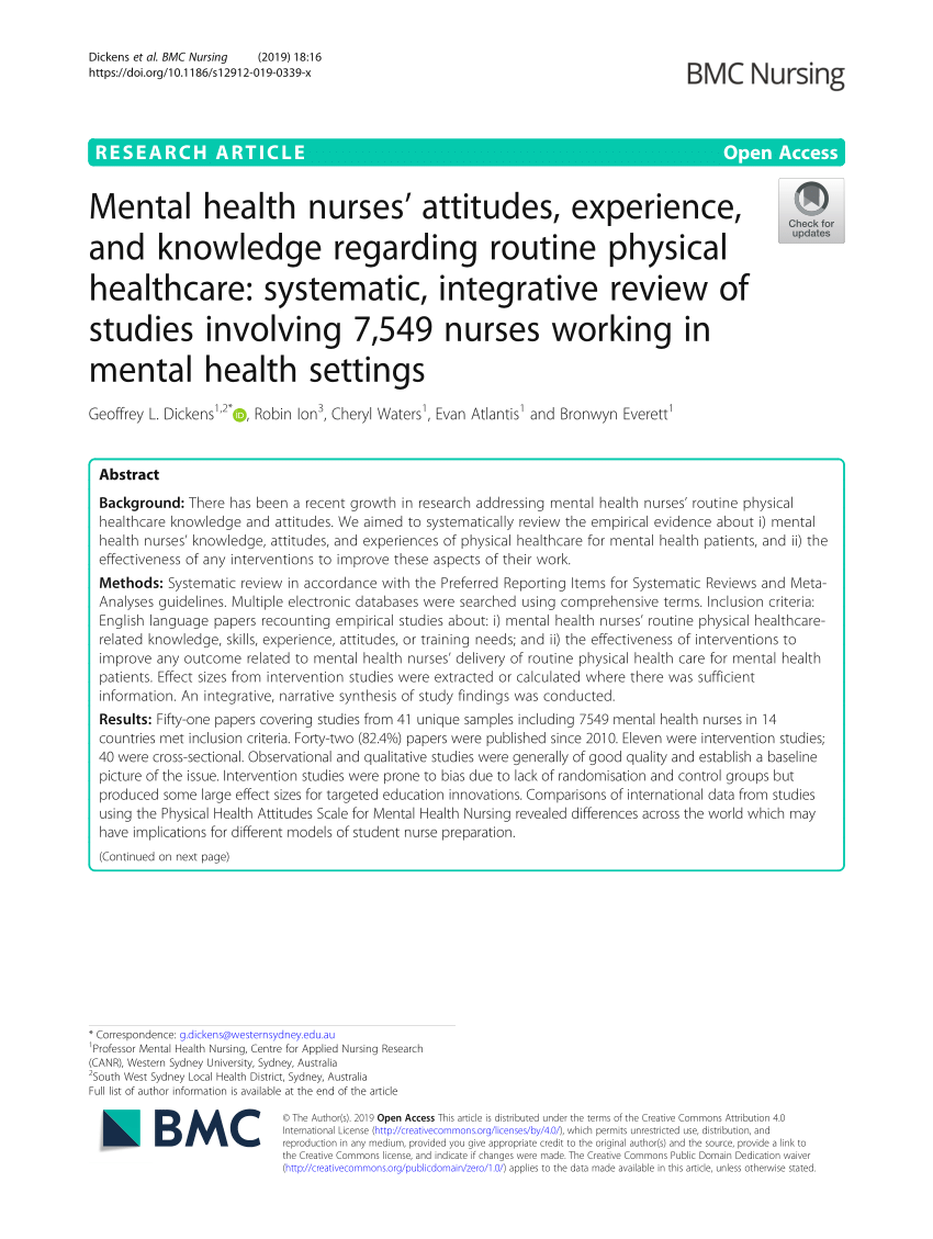research topics for mental health nurses