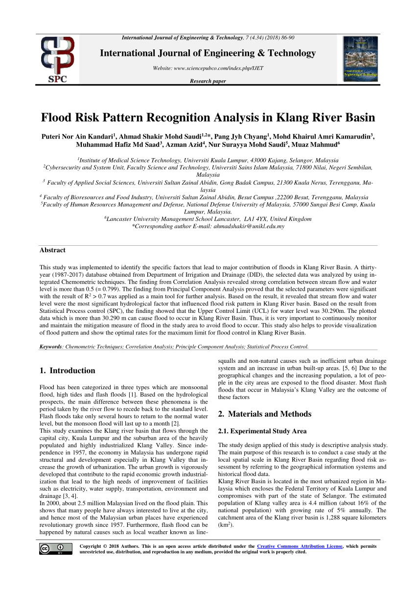 Pdf Flood Risk Pattern Recognition Analysis In Klang River Basin