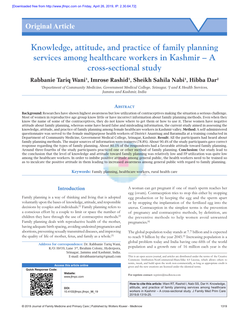 literature review on knowledge attitude and practice of family planning