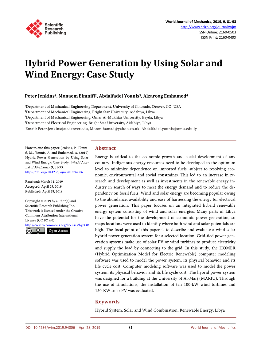 hybrid solar and wind power generation research paper