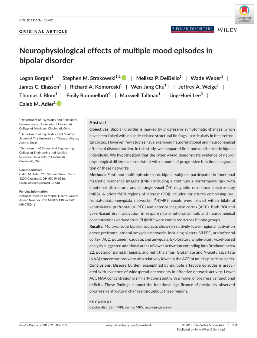 Pdf Neurophysiological Effects Of Multiple Mood Episodes In