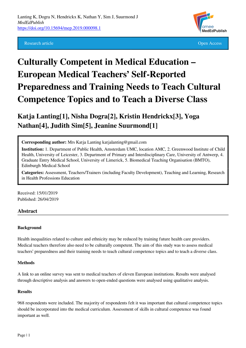 cultural competence essay medical school