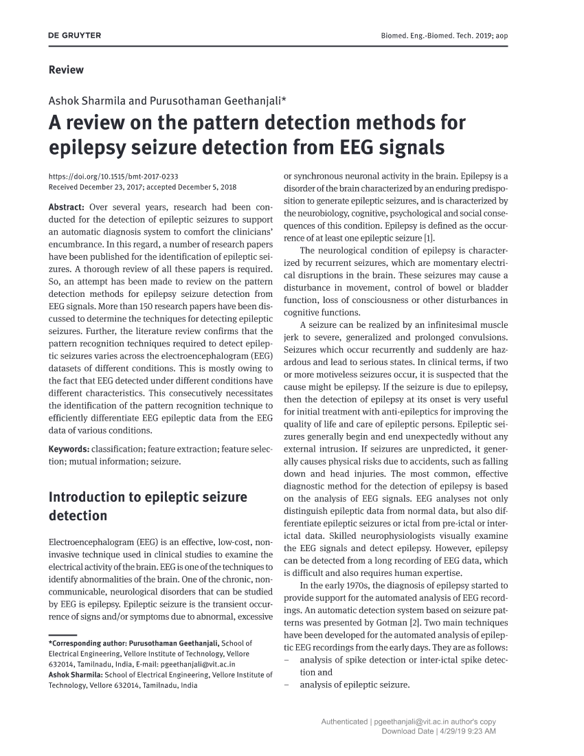 a systematic literature review of seizure detection methods for personal use
