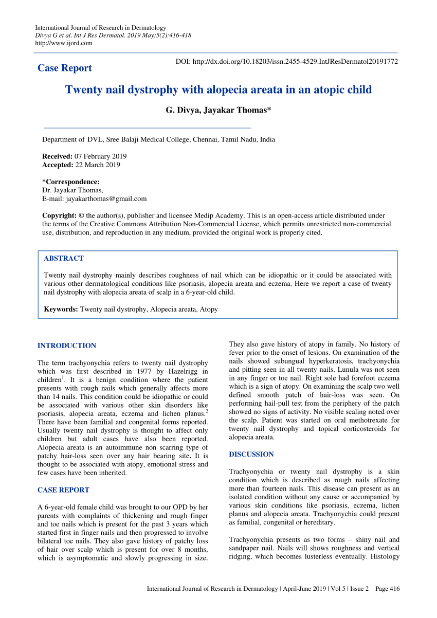 PDF) Current Treatment Strategies in Paediatric Alopecia Areata | Etienne  Wang - Academia.edu