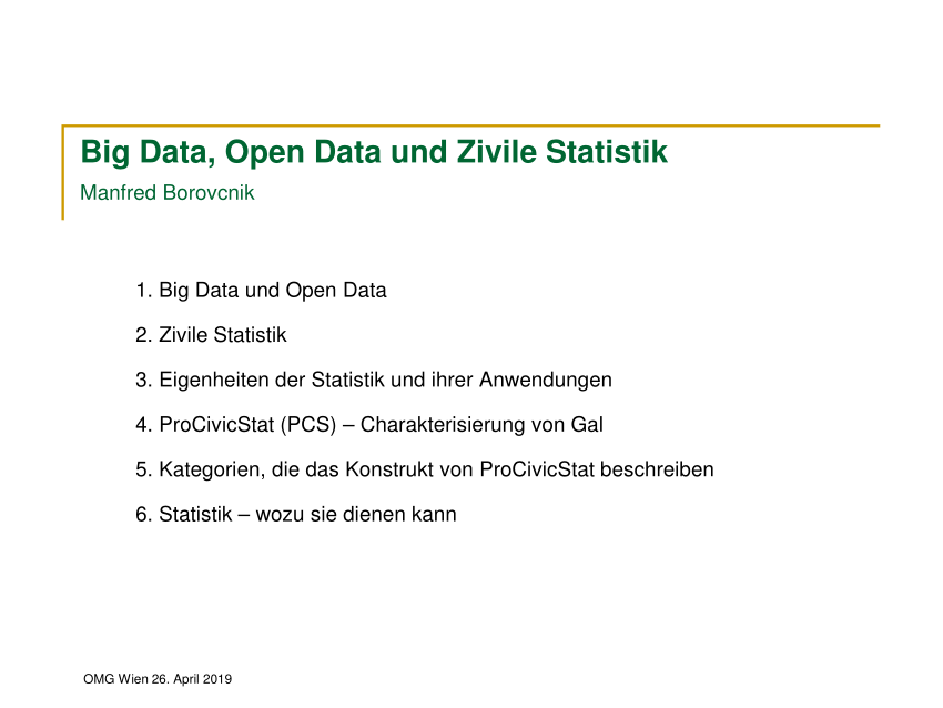 Pdf Big Data Open Data Und Zivile Statistik