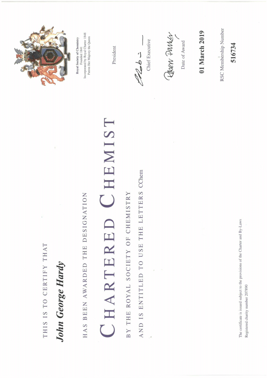 (PDF) Charterered Chemist Certificate (CChem)