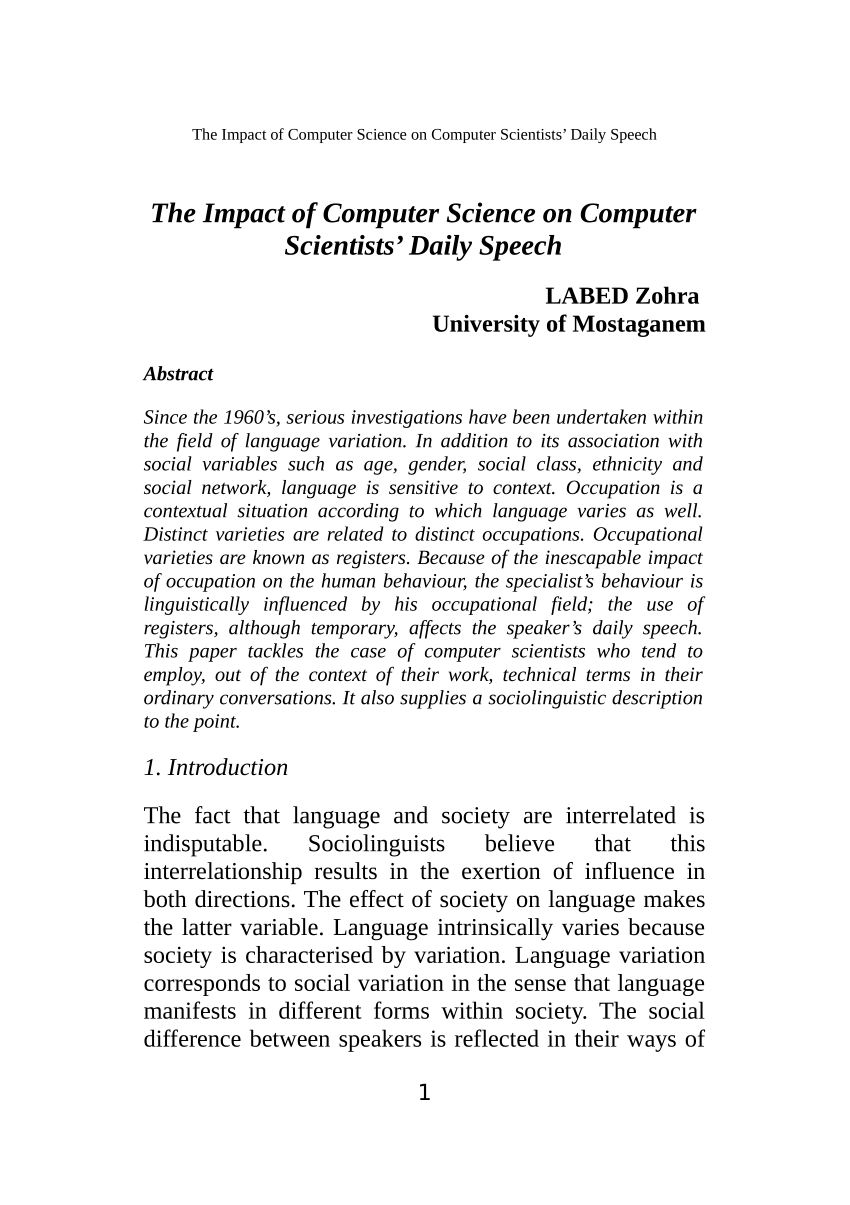 a speech on computer science