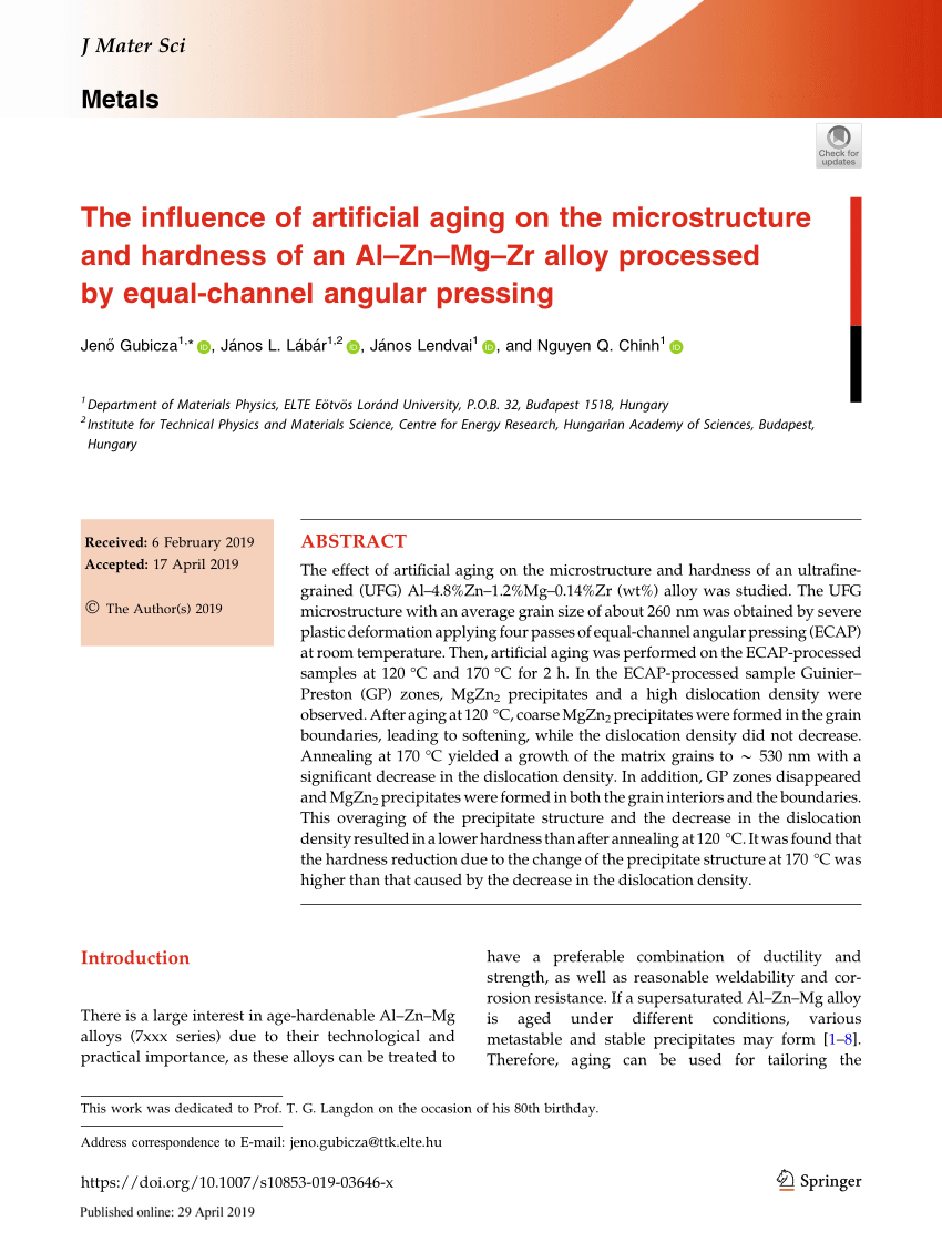 PDF) Influence of artificial aging: mechanical and physicochemical