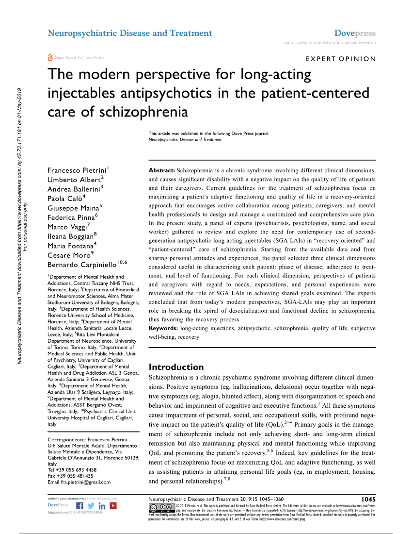 Pdf The Modern Perspective For Long Acting Injectables Antipsychotics In The Patient Centered Care Of Schizophrenia