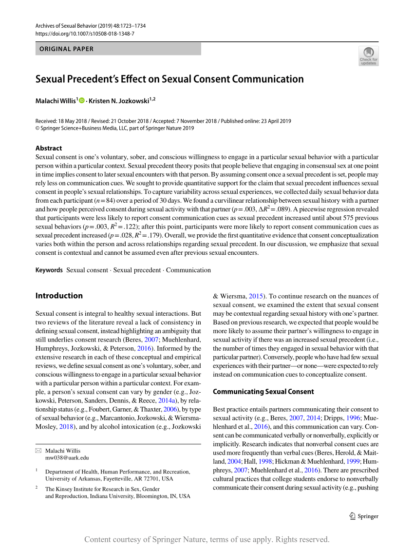 Sexual Precedents Effect On Sexual Consent Communication Request Pdf 