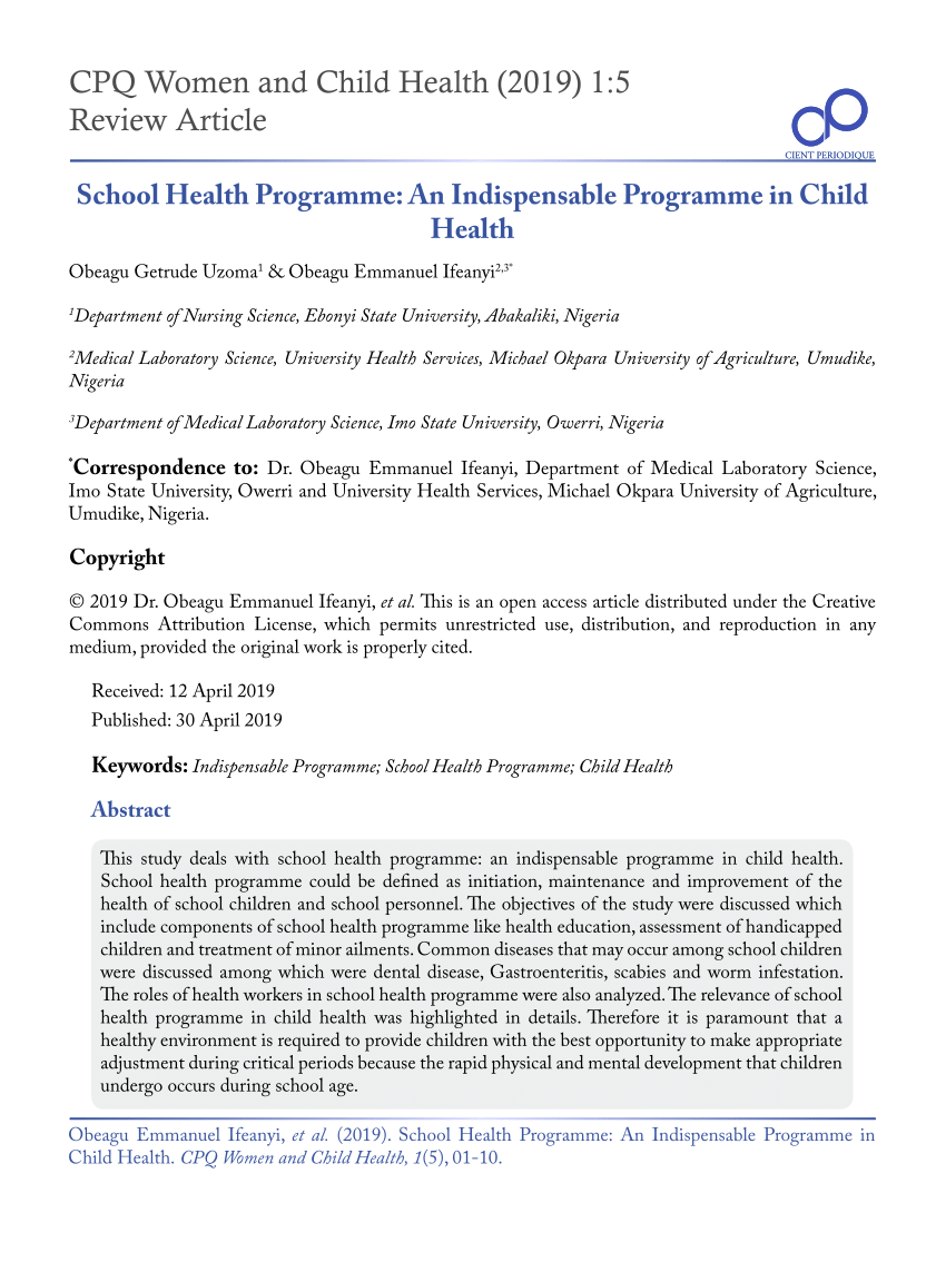 research on school health programme