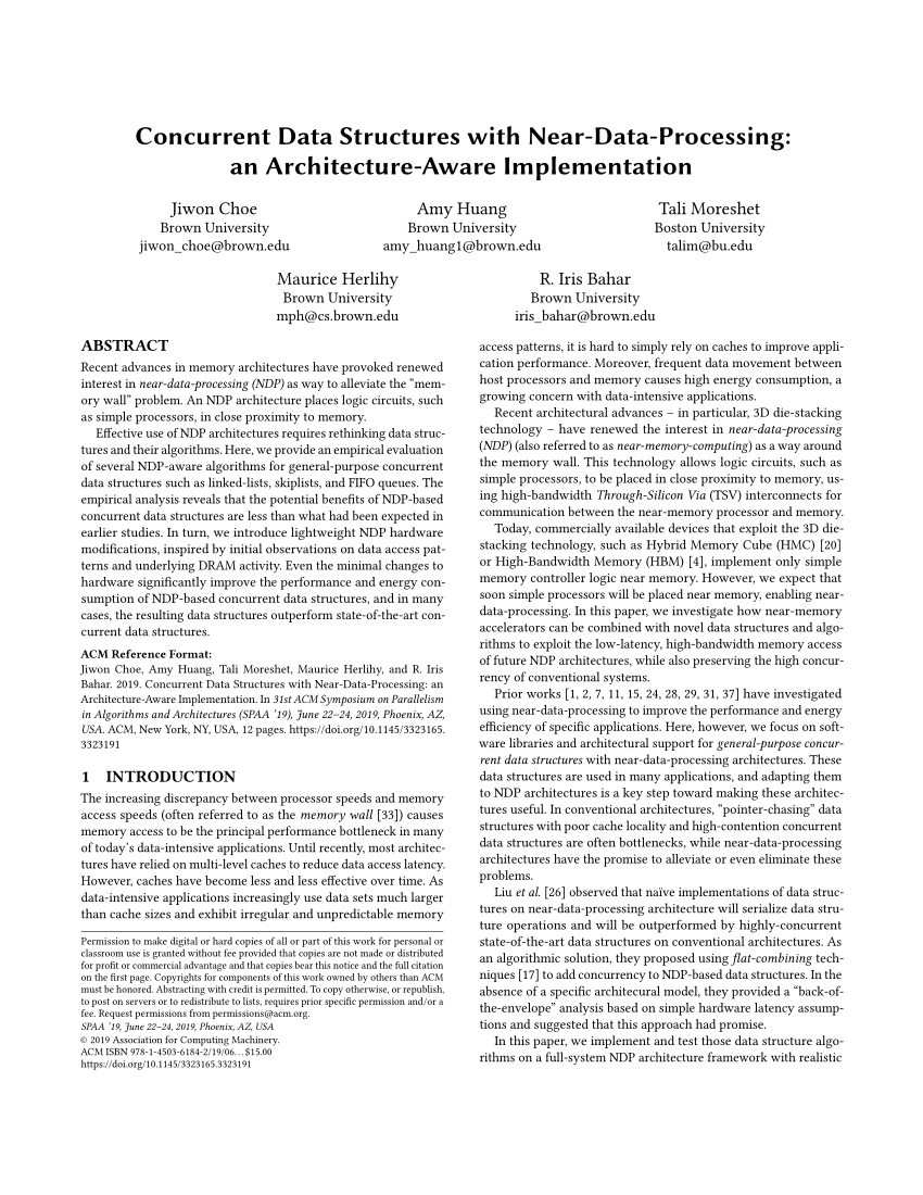 Pdf Concurrent Data Structures With Near Data Processing - 