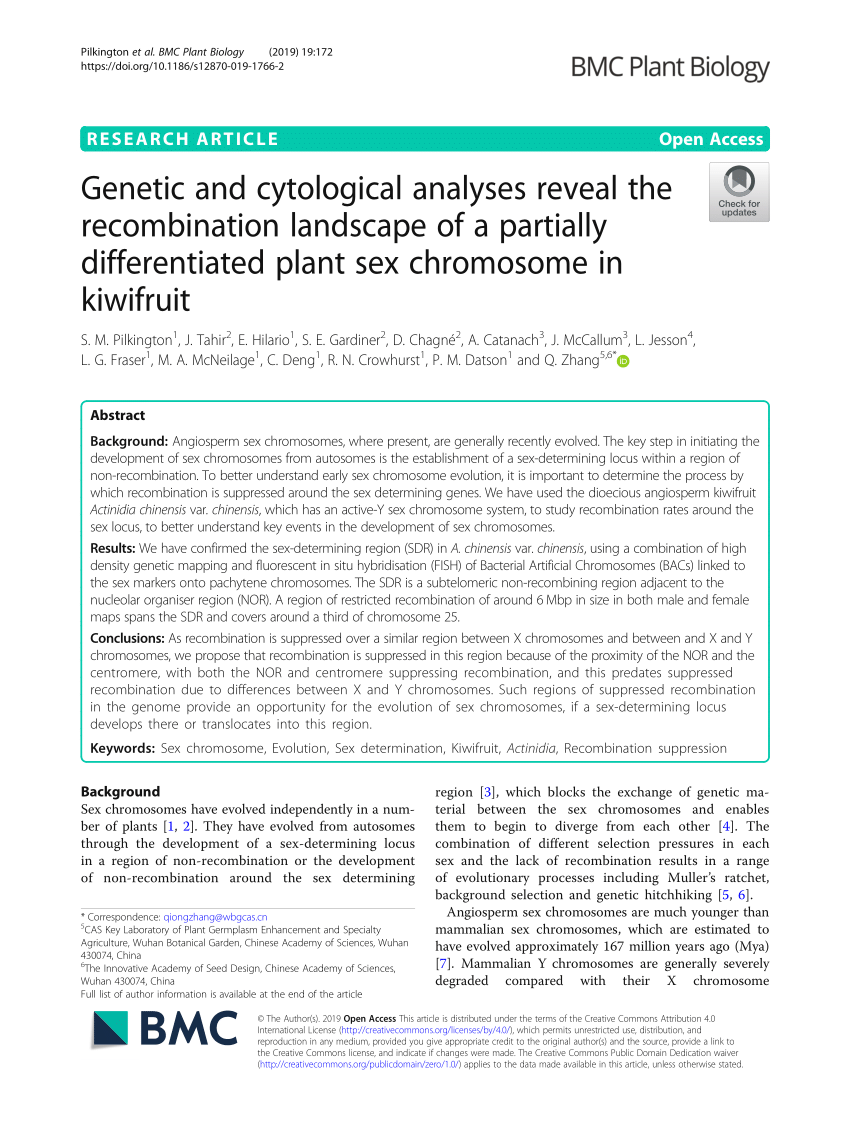 Pdf Genetic And Cytological Analyses Reveal The Recombination Landscape Of A Partially 2946