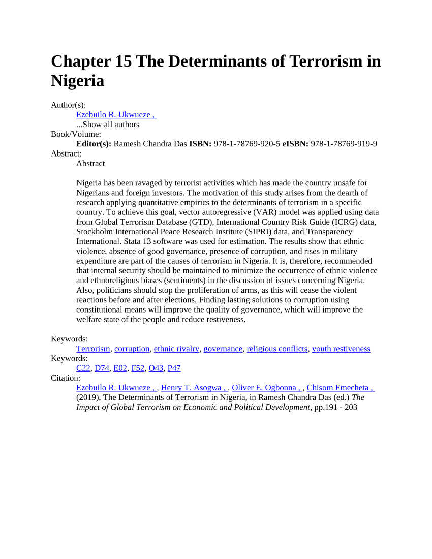 essay on terrorism in nigeria