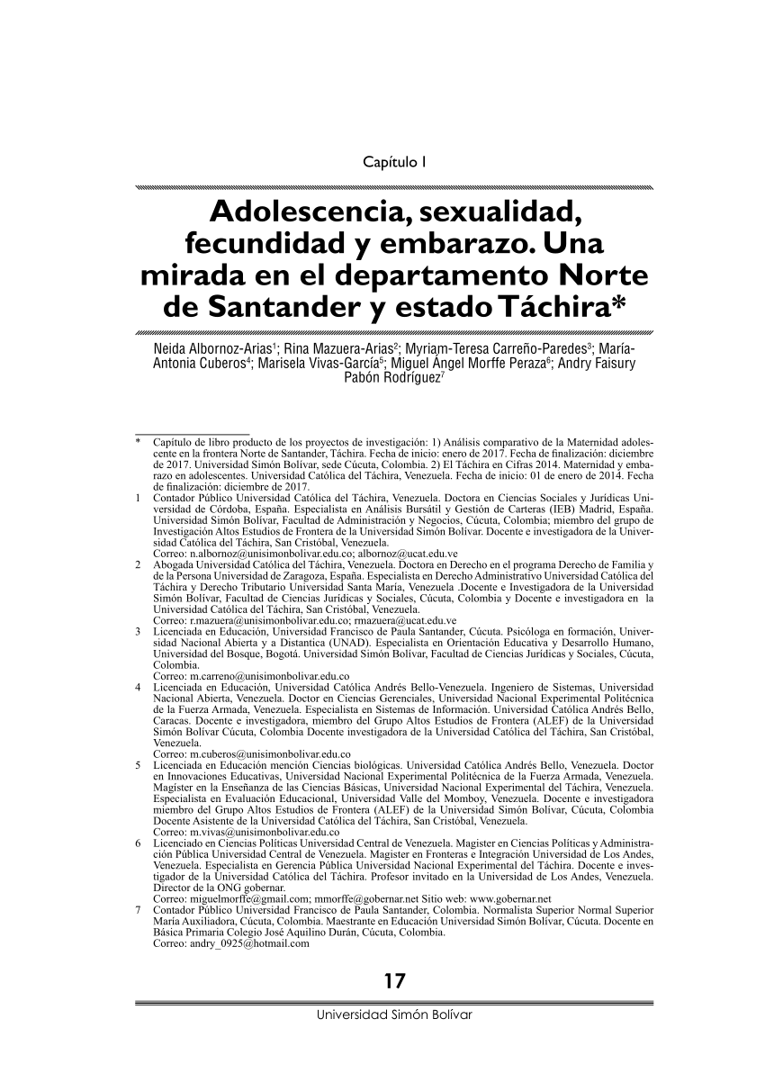 Pdf Adolescencia Sexualidad Fecundidad Y Embarazo Una Mirada En El Departamento Norte De 2655