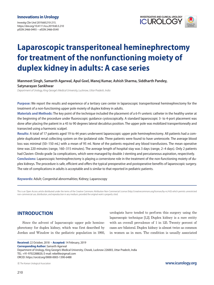 Pdf Laparoscopic Transperitoneal Heminephrectomy For Treatment Of The