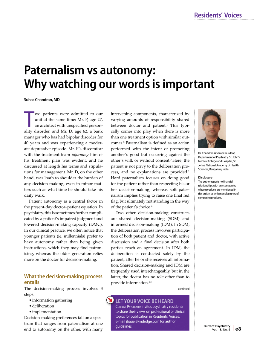 Autonomy Vs Paternalism