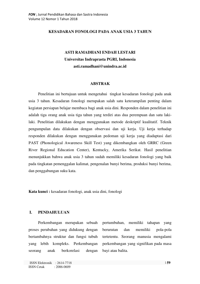  PDF KESADARAN FONOLOGI PADA  ANAK  USIA 3  TAHUN 