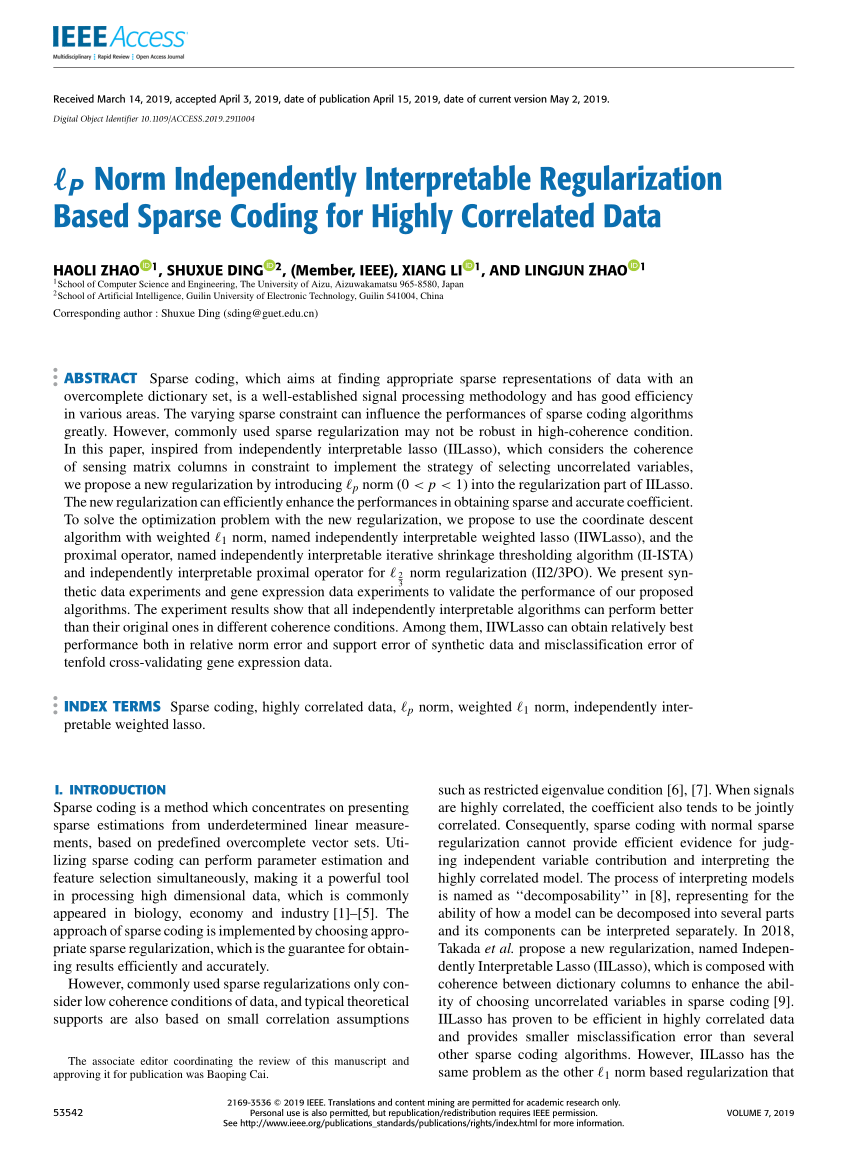 PDF) \ell_P$ Norm Independently Interpretable Regularization Based 