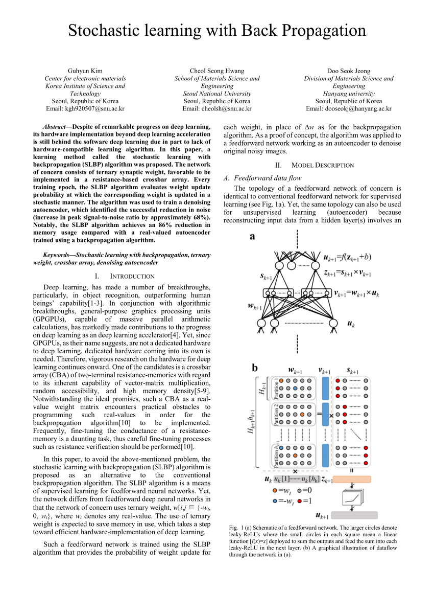 Pdf Stochastic Learning With Back Propagation