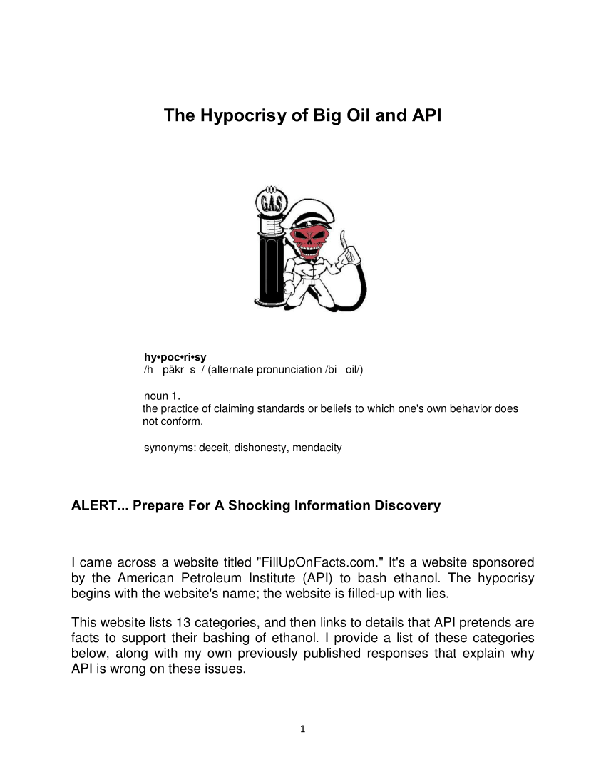 Pdf The Hypocrisy Of Big Oil And Api