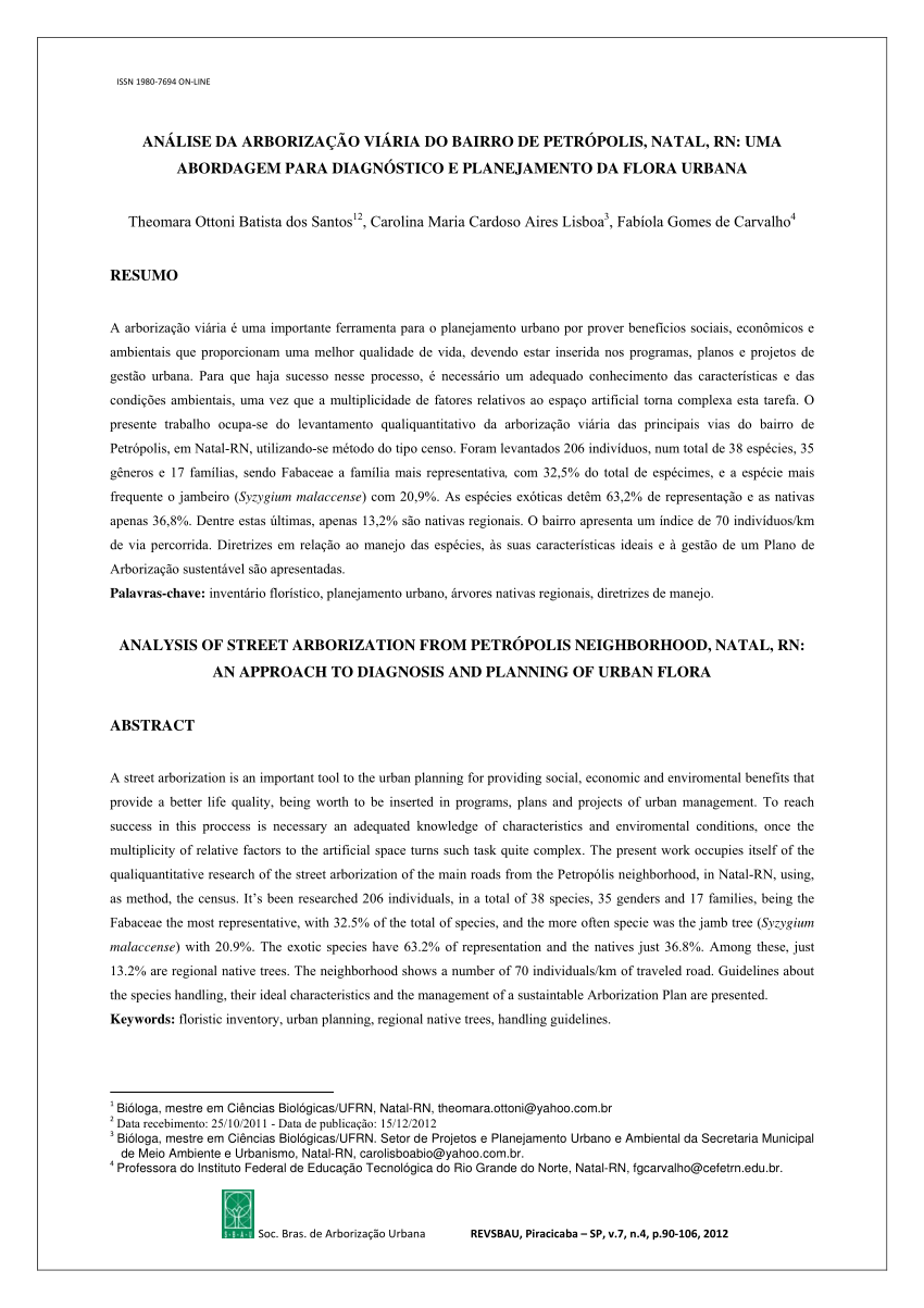 PDF) ANÁLISE DA ARBORIZAÇÃO VIÁRIA DO BAIRRO DE PETRÓPOLIS, NATAL, RN: UMA  ABORDAGEM PARA DIAGNÓSTICO E PLANEJAMENTO DA FLORA URBANA