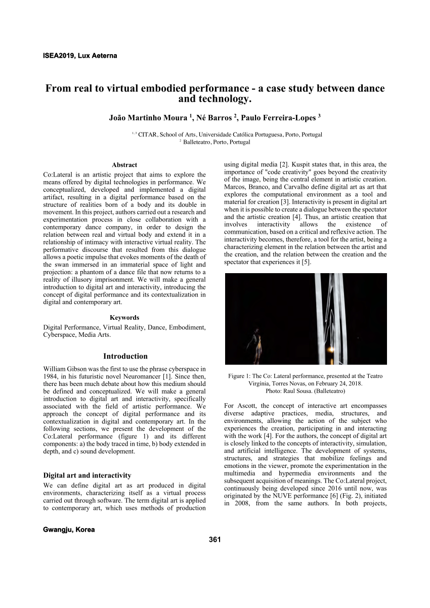 Pdf From Real To Virtual Embodied Performance A Case Study Between Dance And Technology