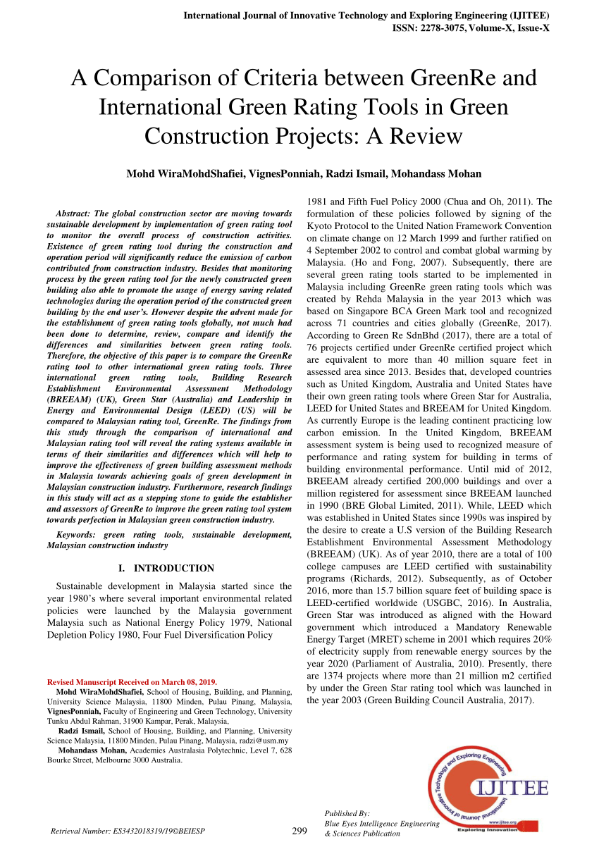 PDF) A Comparison of Criteria Between GreenRe and International 