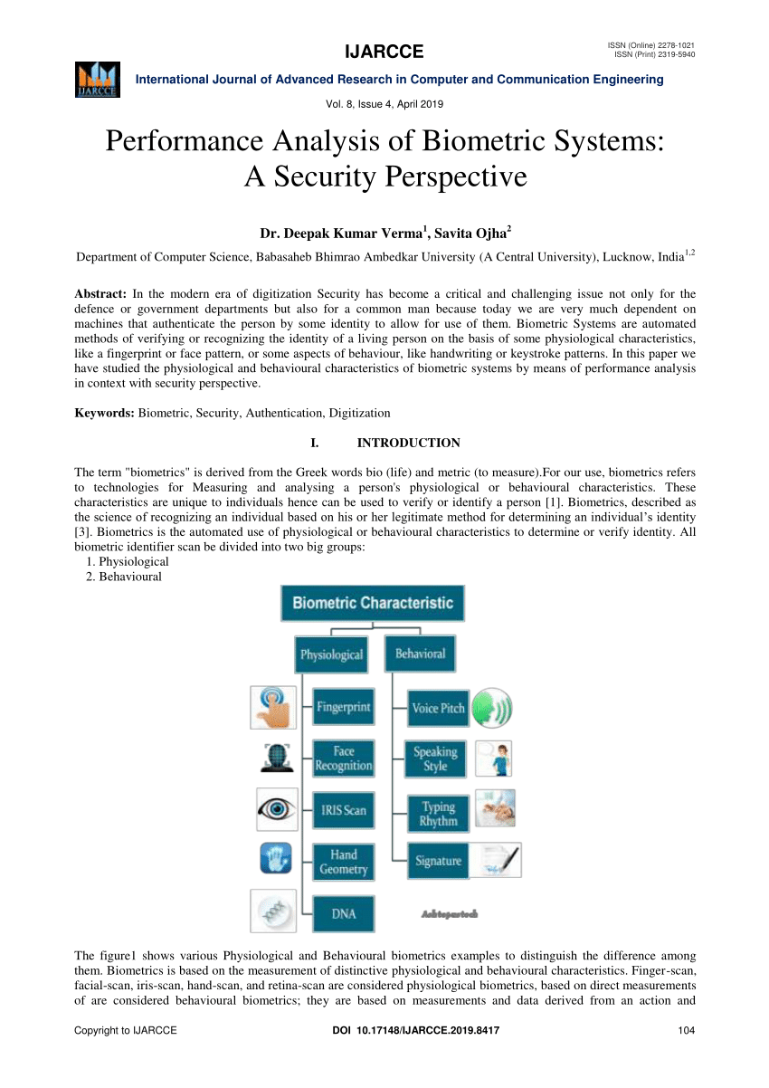 research paper on biometric security system