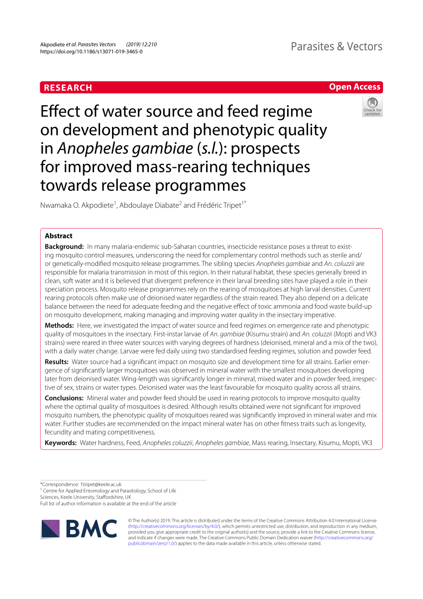 PDF) Effect of water source and feed regime on development and ...