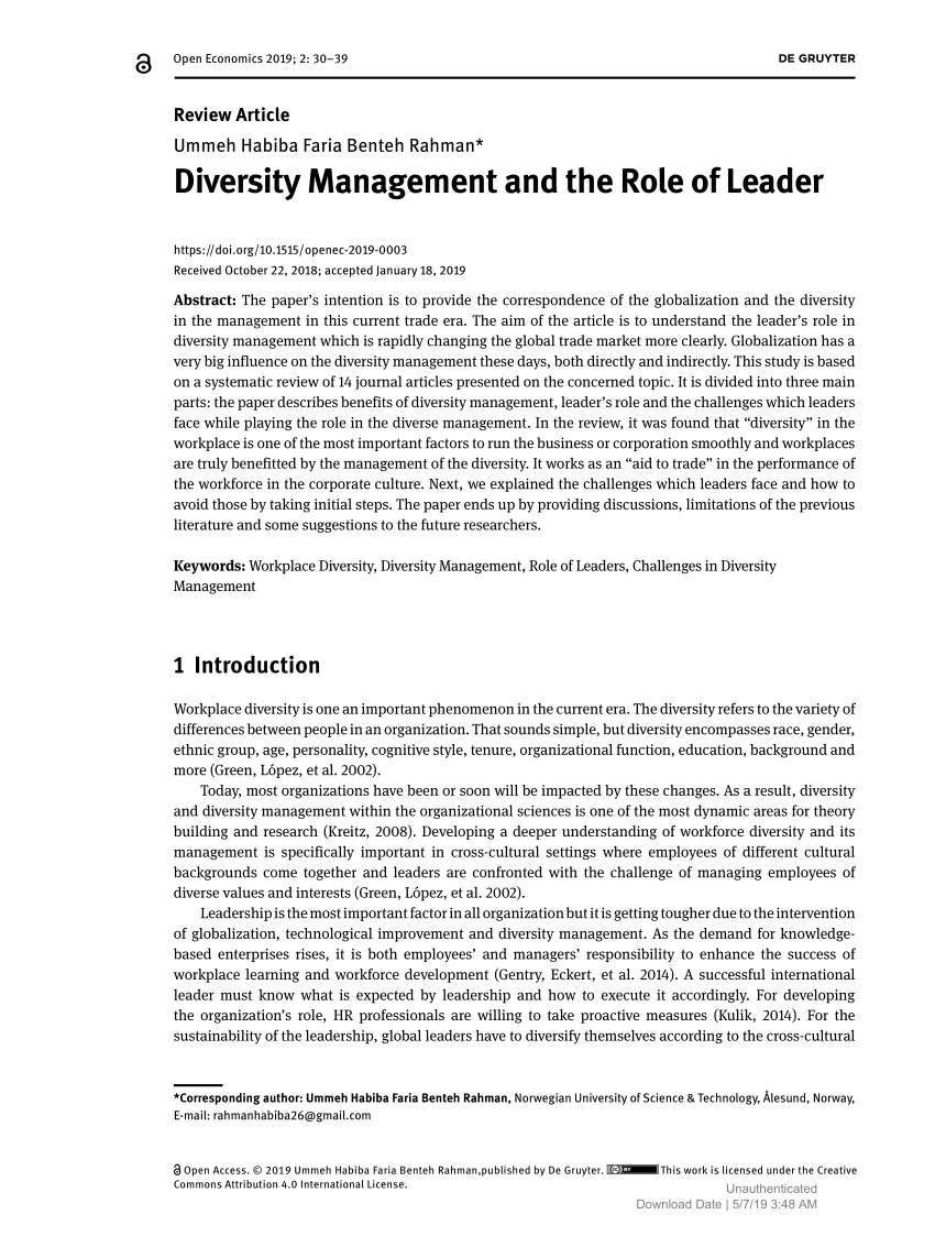 diversity management bachelor thesis