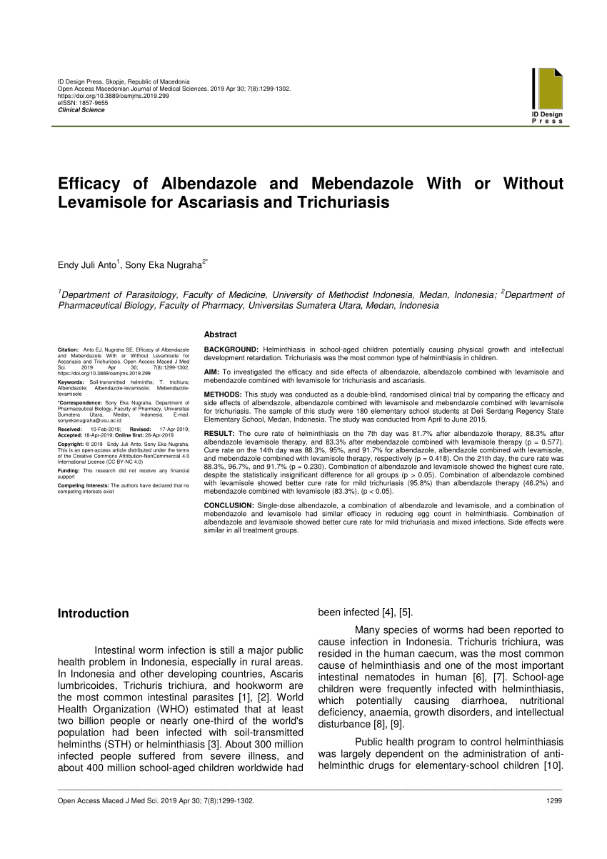 research article of albendazole