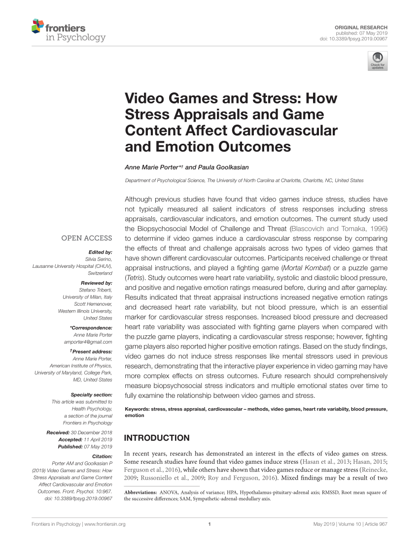 PDF) A Vacation from Your Mind: Problematic Online Gaming Is a Stress  Response