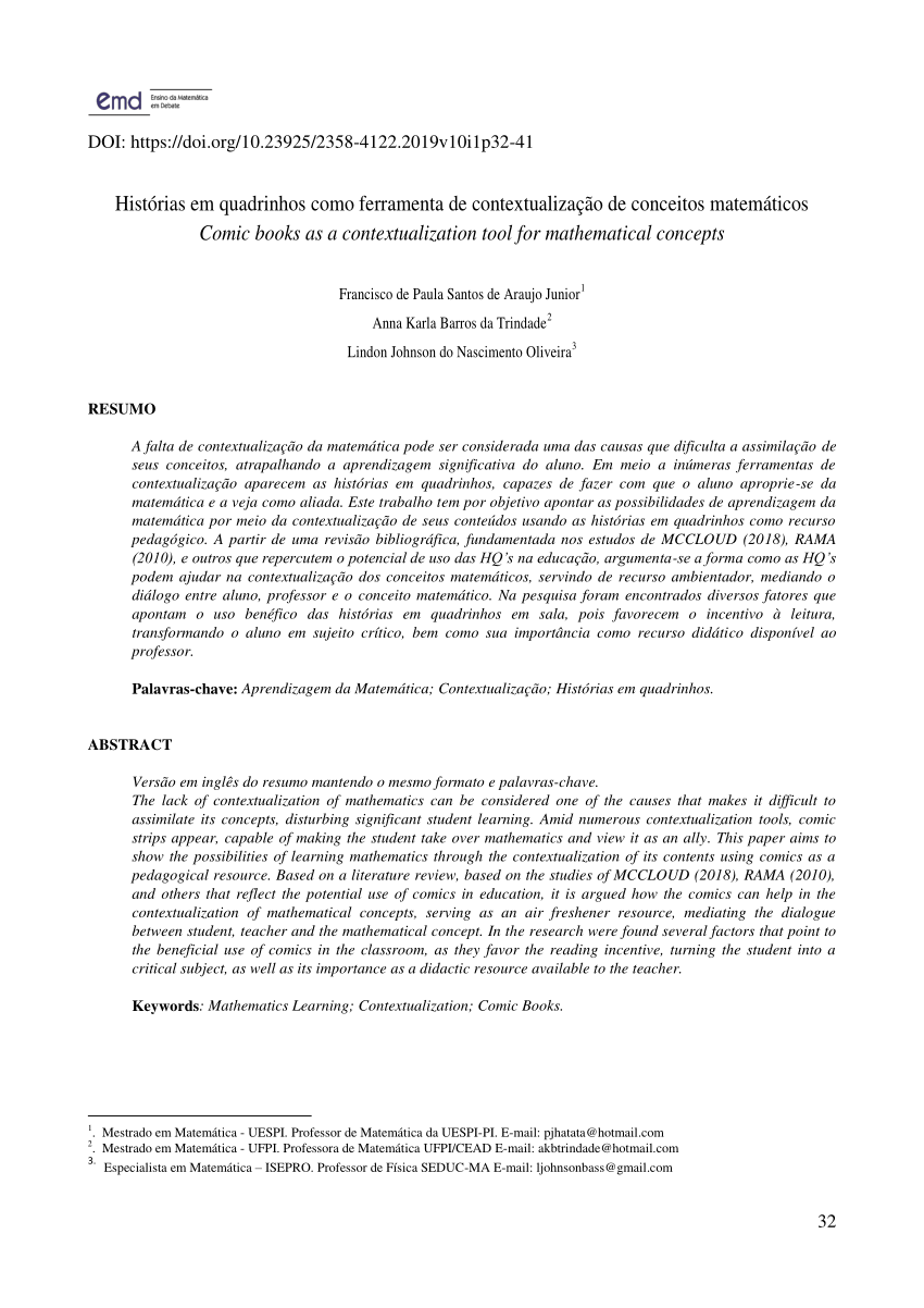 (PDF) Histórias em quadrinhos como ferramenta de contextualização de Sns-Brigh10