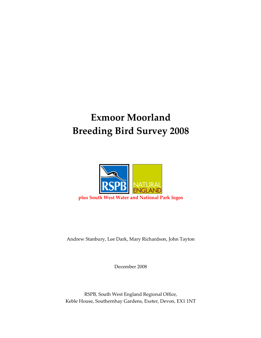 PDF) Exmoor Moorland Breeding Bird Survey 2008