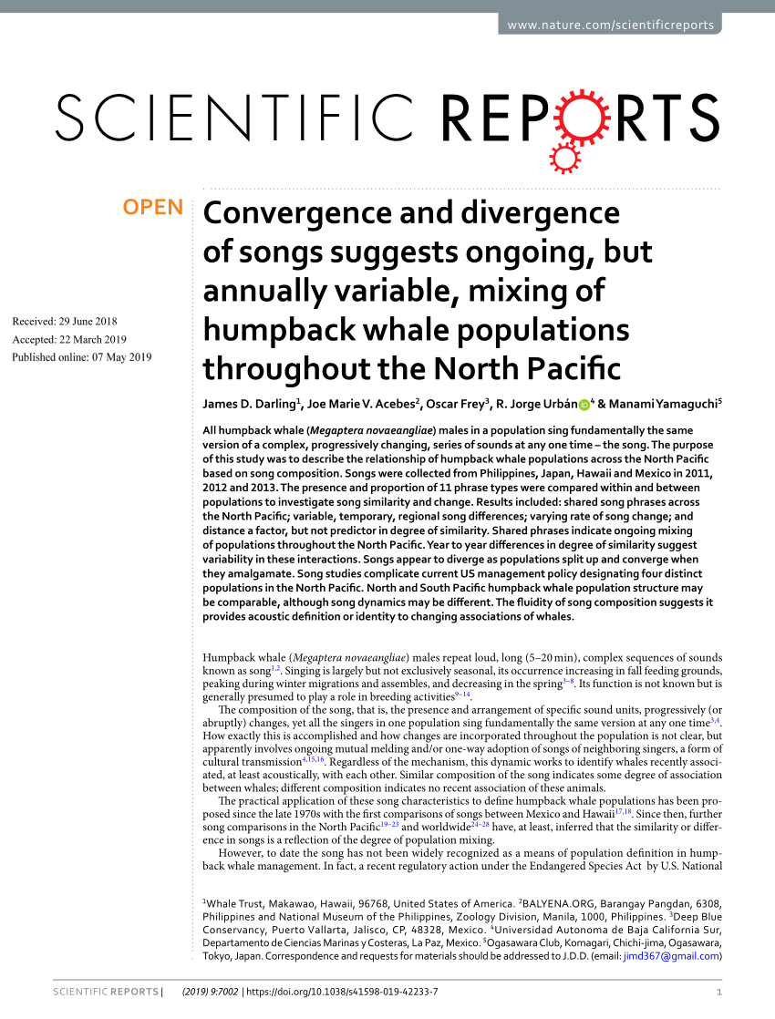 PDF) Convergence and divergence of songs suggests ongoing, but