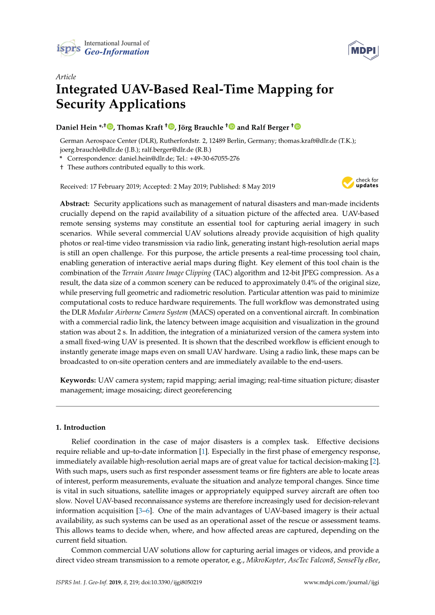 Pdf Integrated Uav Based Real Time Mapping For Security Applications