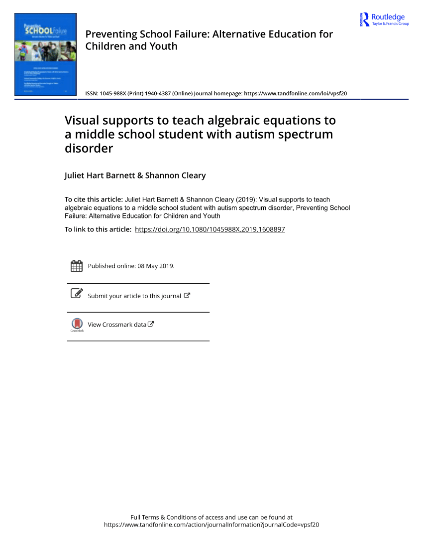 algebraic problem solving for middle school students with autism and intellectual disability