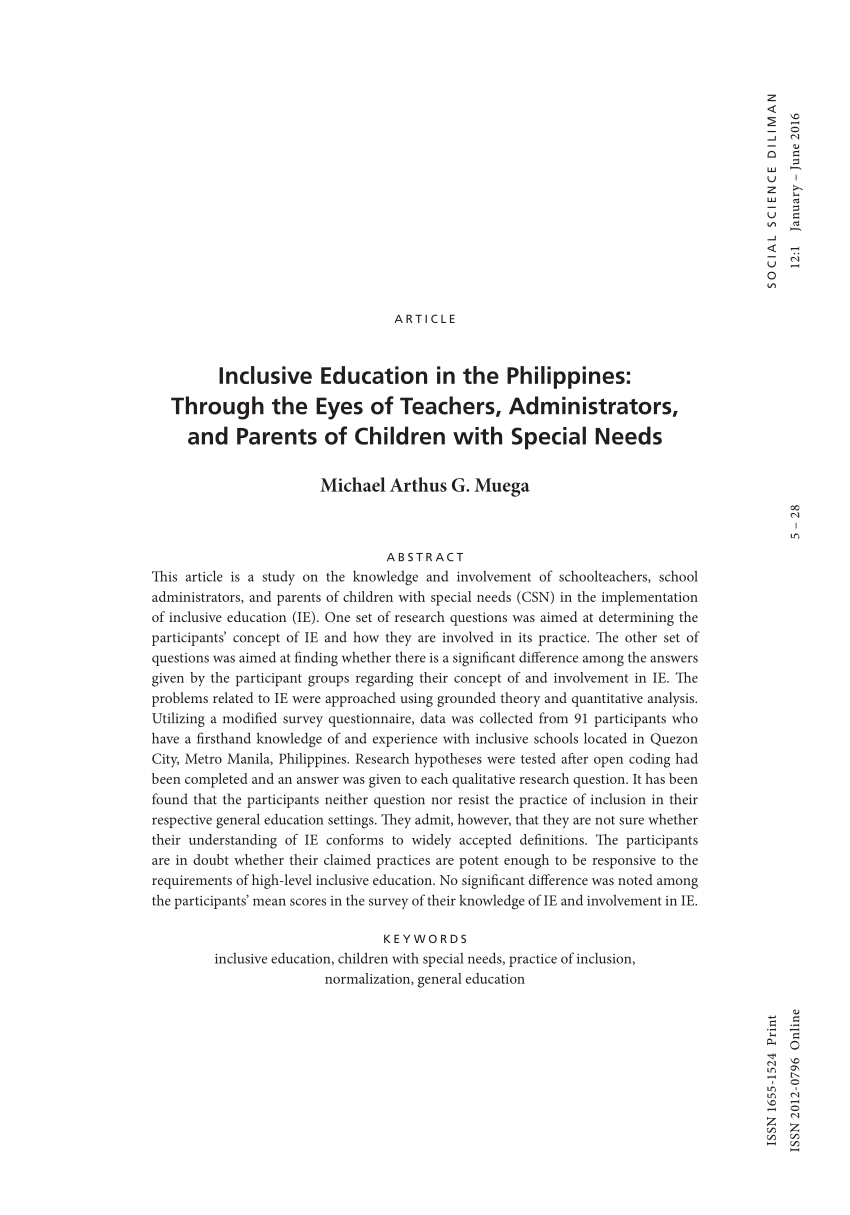 thesis about inclusive education in the philippines