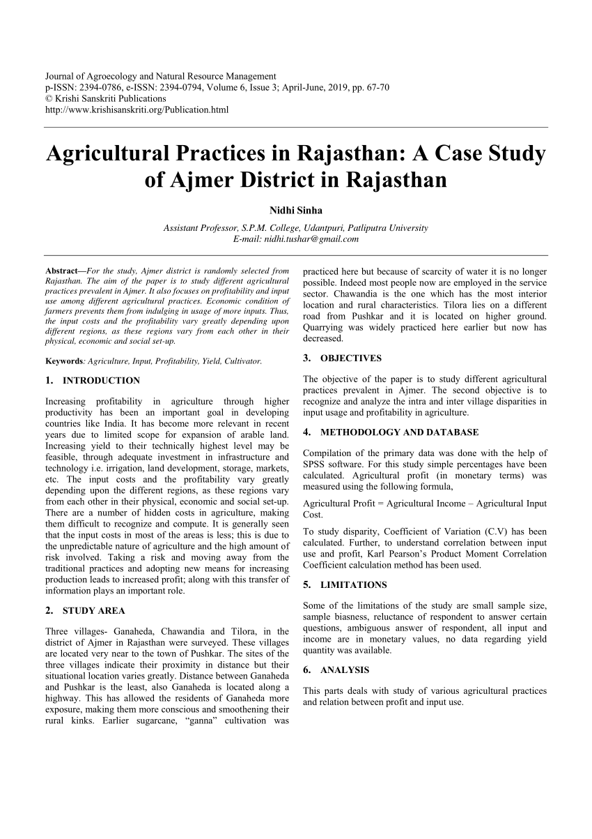 agriculture of rajasthan essay