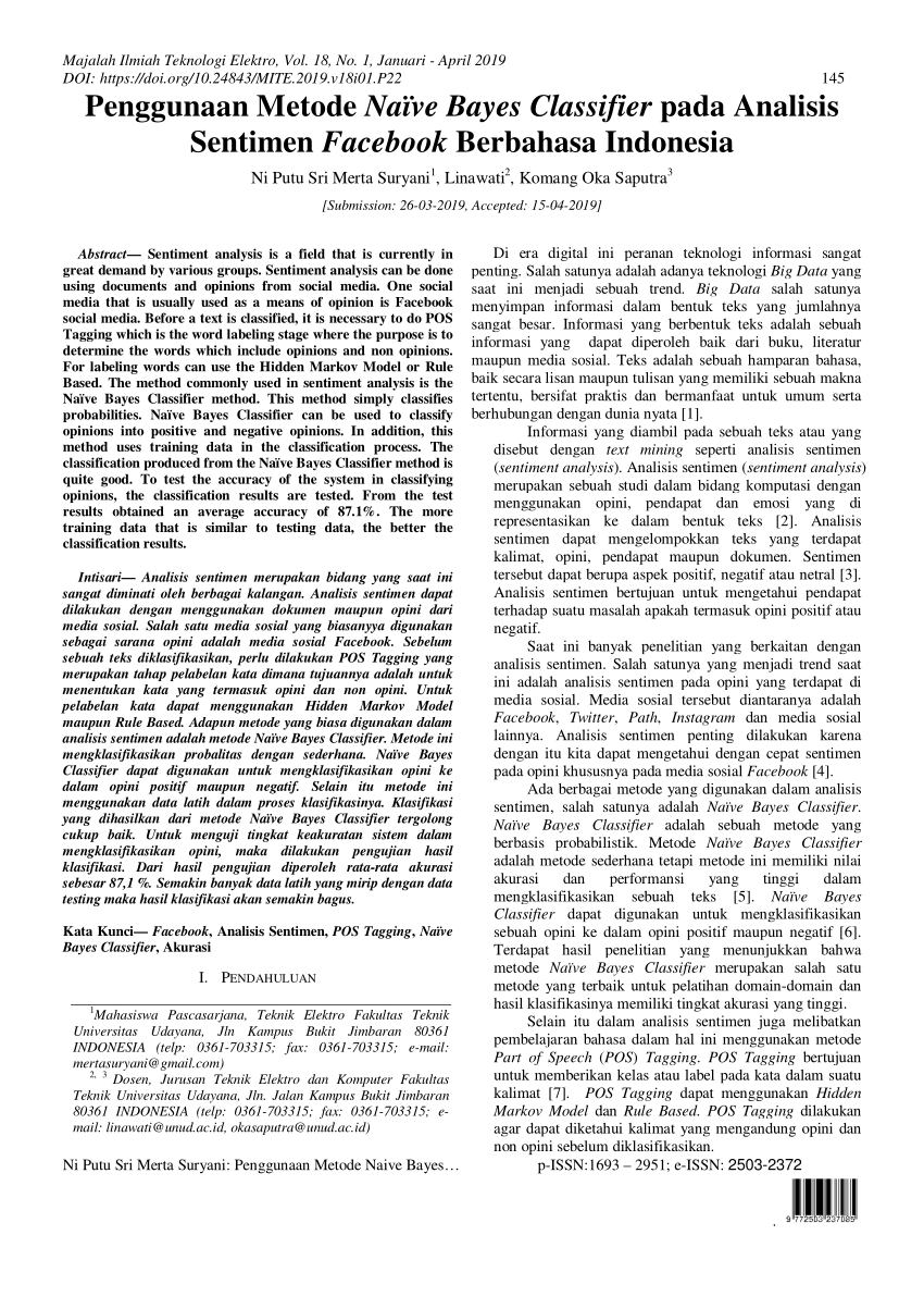Analisis Sentimen Ulasan Restoran Menggunakan Metode Naive Bayes Classifier pada Aplikasi Rekomendasi Restoran