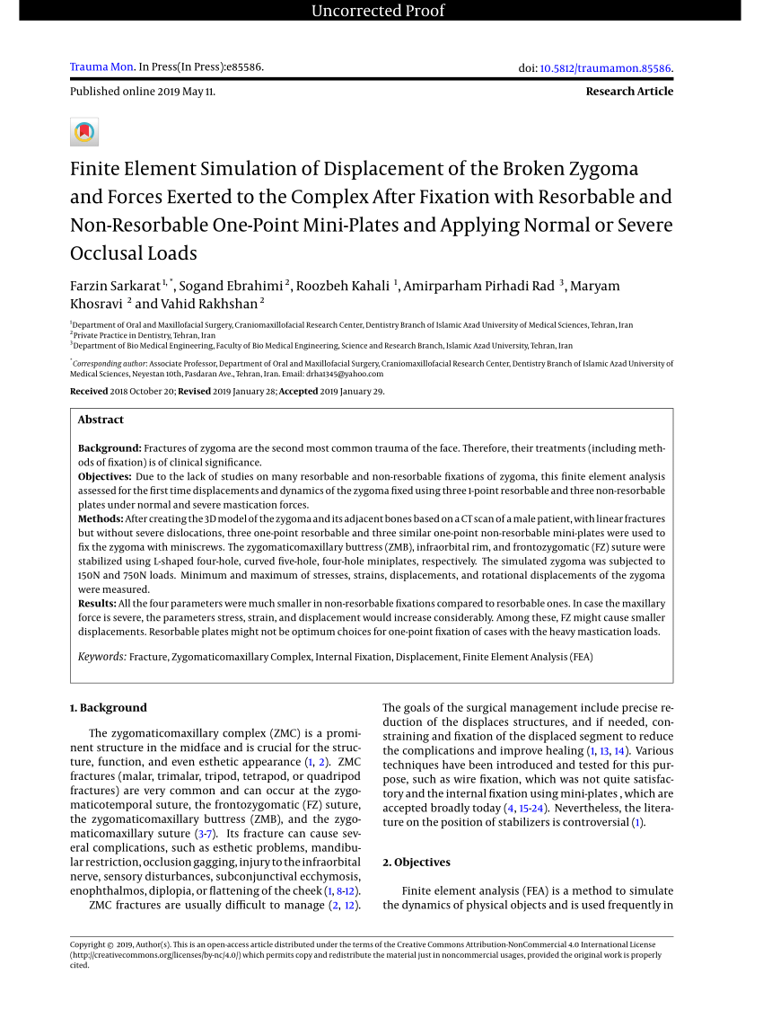 Stability of different fixation methods after reduction malarplasty under  average and maximum masticatory forces: a finite element analysis, BioMedical Engineering OnLine