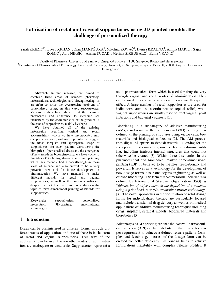 An Innovation Pathway of Suppository Molds: Problems, Solutions and  Comparisons