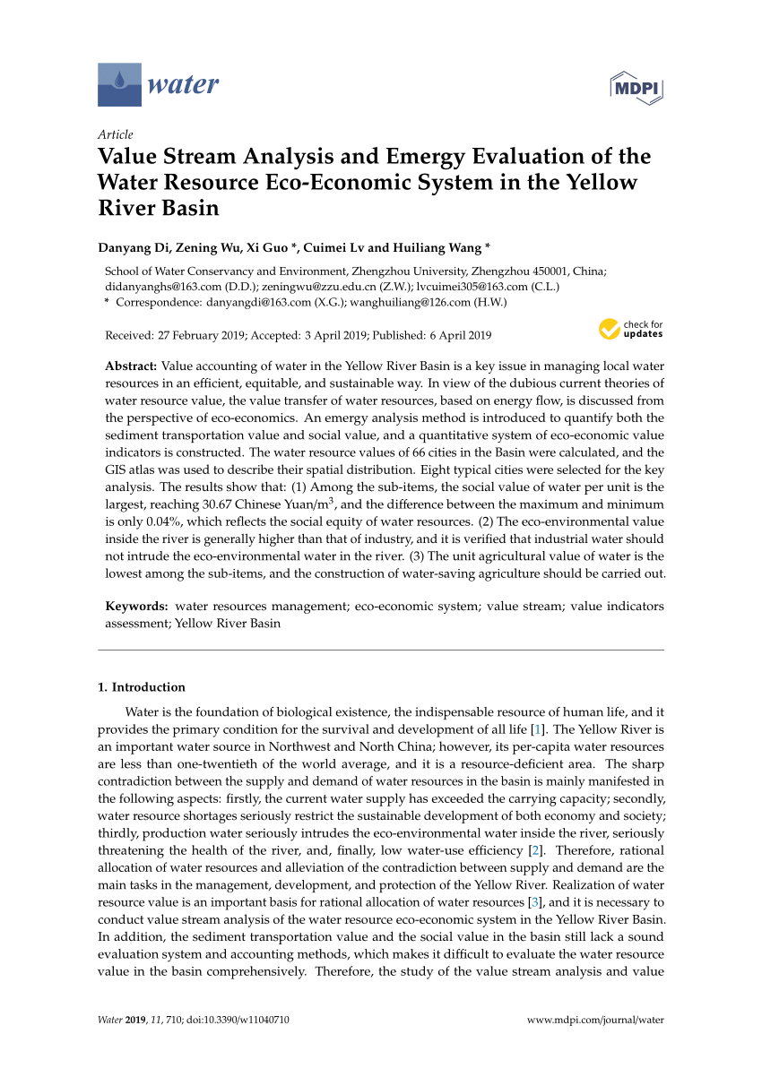 Pdf Value Stream Analysis And Emergy Evaluation Of The Water Resource Eco Economic System In The Yellow River Basin