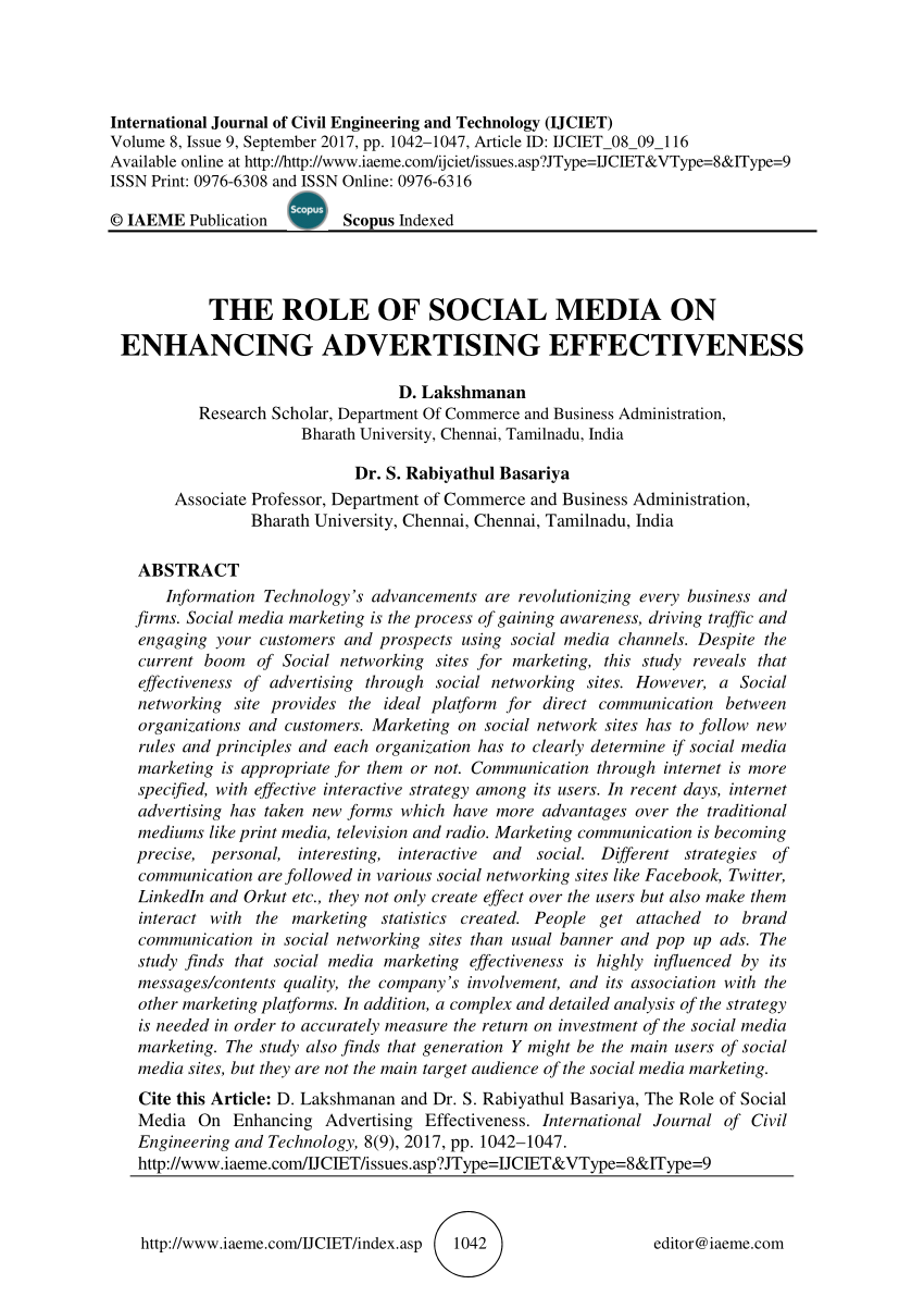 effectiveness of social media advertising research paper