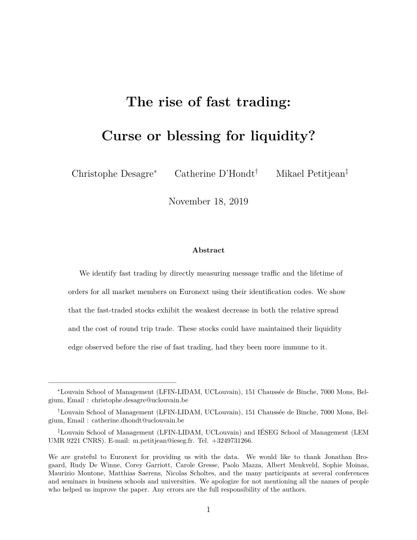 The rise of fast trading: Curse or blessing for liquidity?