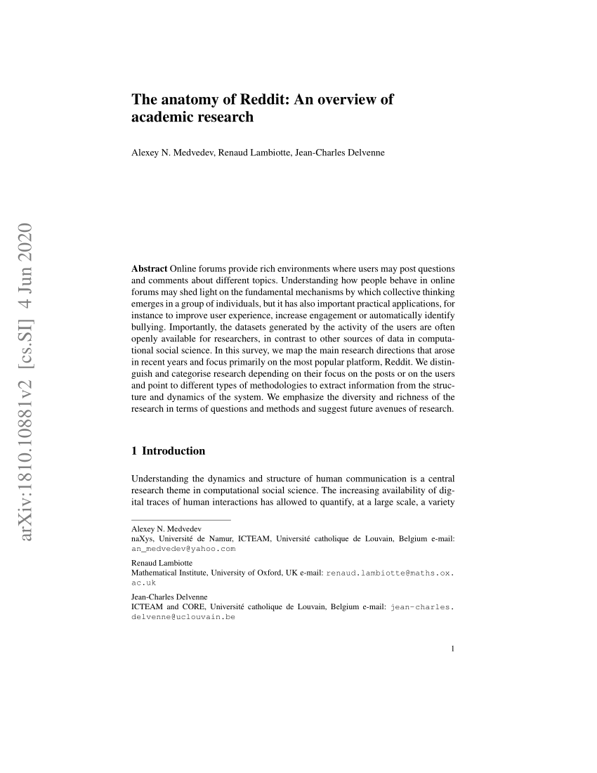 Dollar Writer Ounce PDF) The Anatomy of Reddit: An Overview of Academic Research