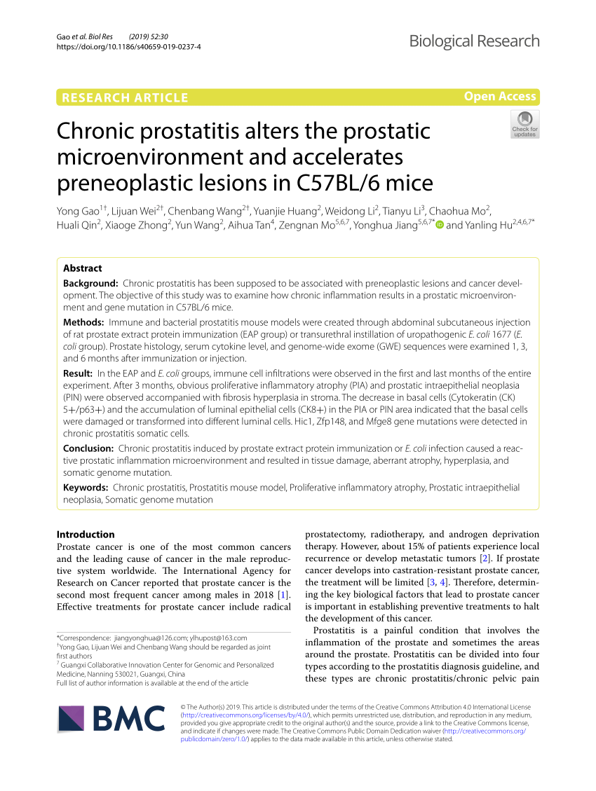 Wang és prostatitis prostatitis por enterococcus faecalis