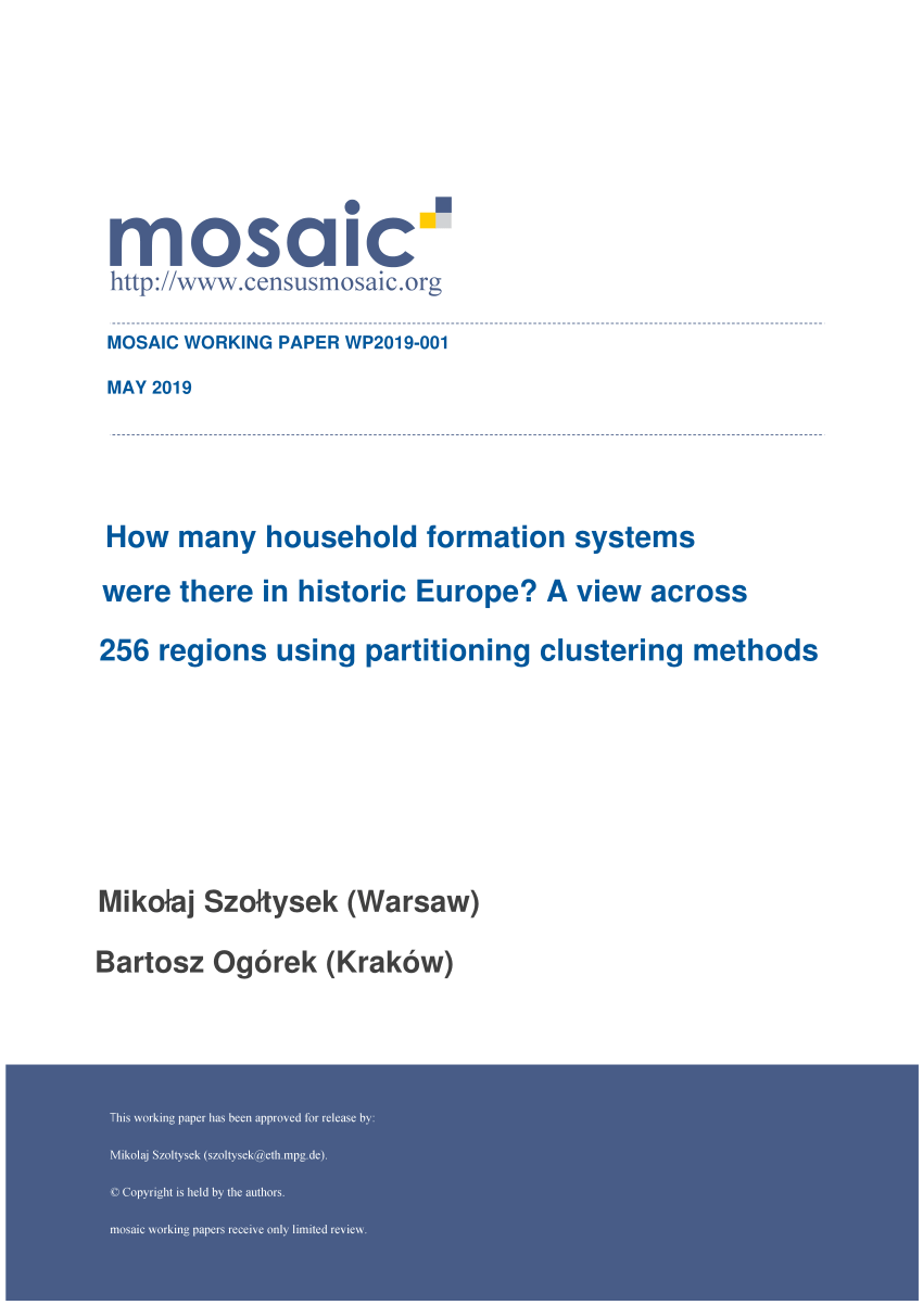 How many household formation systems were there in historic A view across regions using partitioning clustering methods