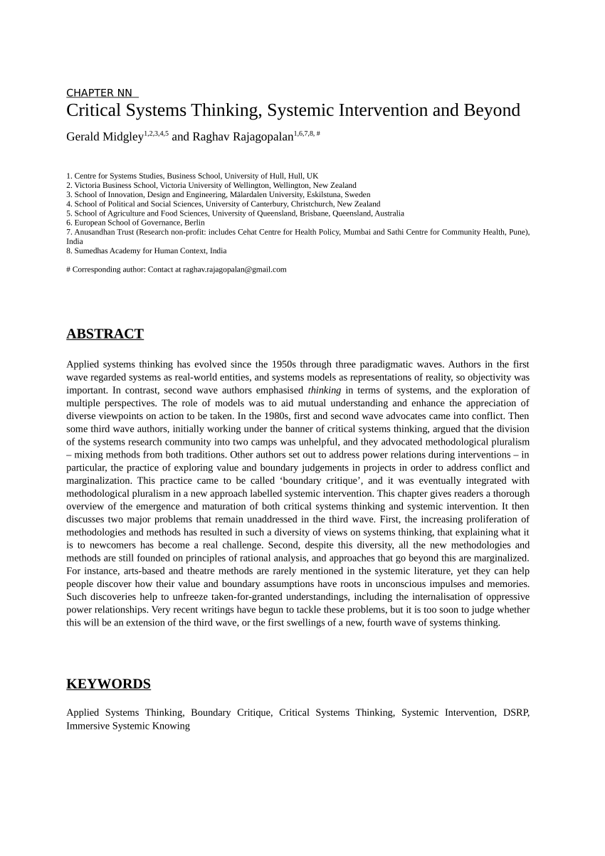 critical systems thinking thesis